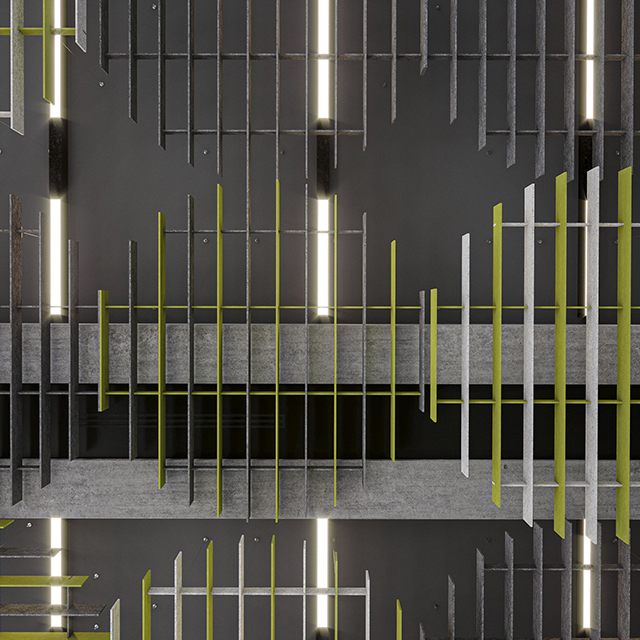 Uit elkaar geplaatste panelen op verschillende lengtes