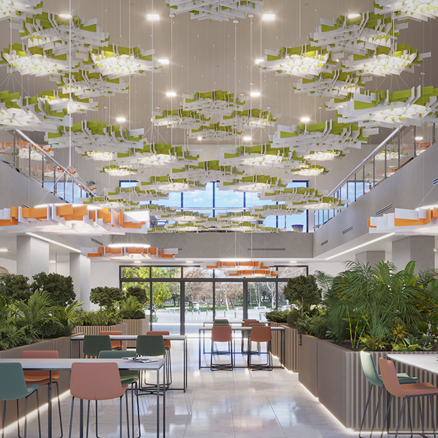 Onregelmatige akoestische plafondmodules